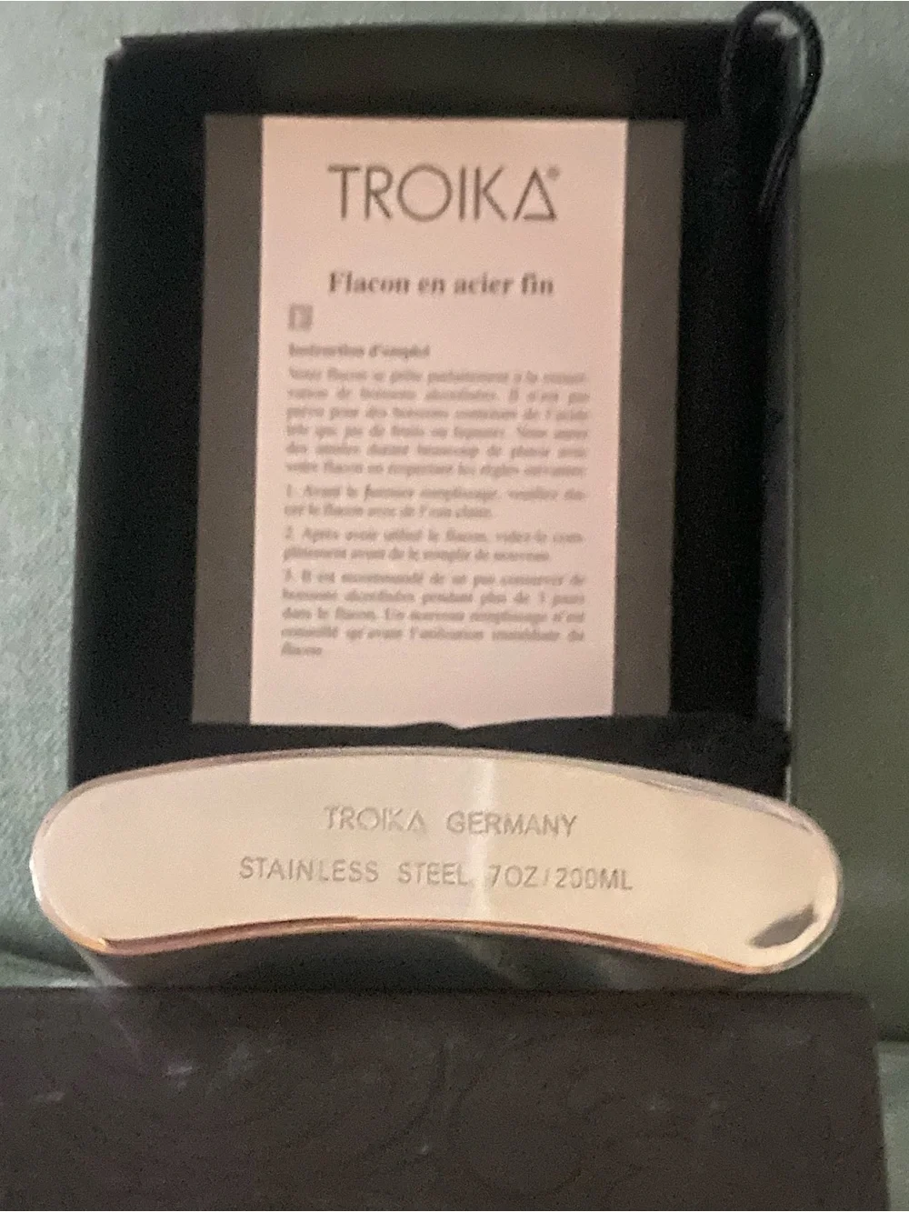 NIB Troika Germany Stainless Steel Hip Flask 7oz 200ml Gift Box Pouch Never Used